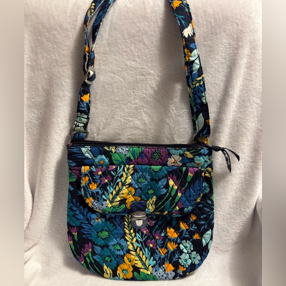 Vera Bradley Midnight Blues Shoulder Crossbody Floral Hipster Retired Bag